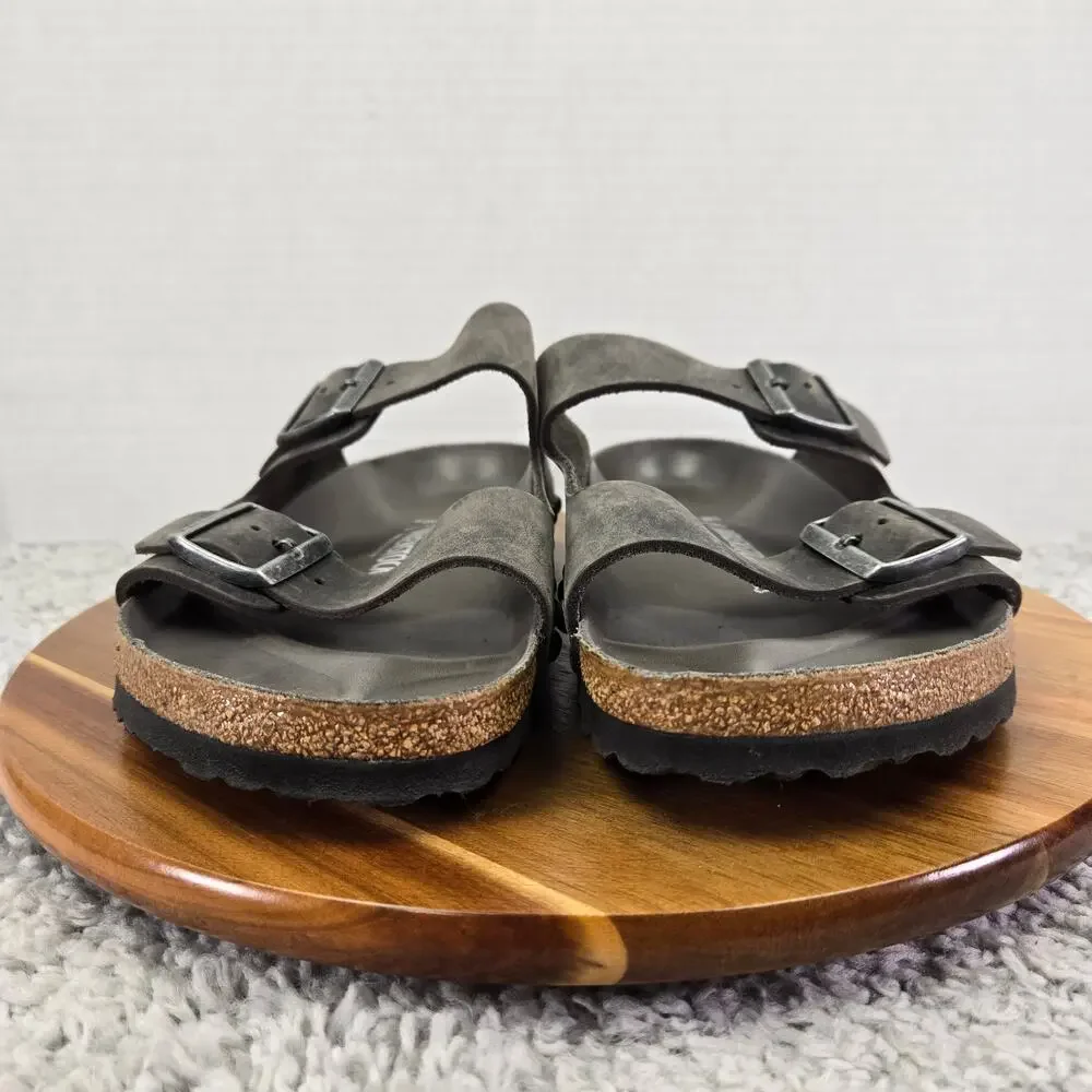 Birkenstock Mens 44 Arizona Light Studs Gray Leather Double Strap Studded Sandal